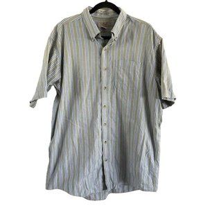 L.L. Bean Vertical Striped Short Sleeve Men’s Button Up Shirt, Sz Large- Tall